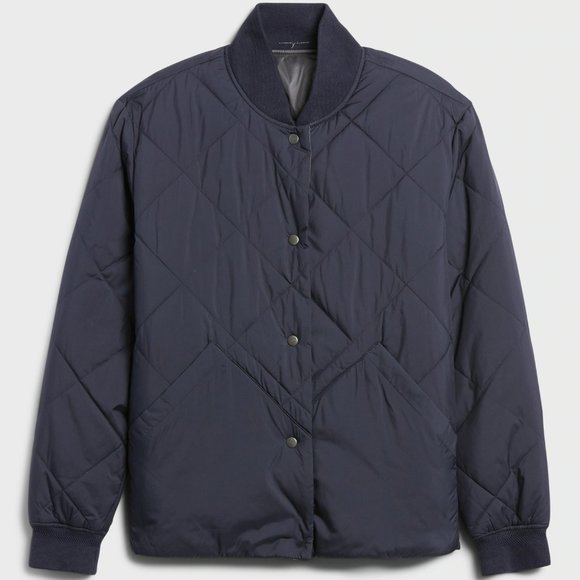 BANANA REPUBLIC WATER RESISTANT REVERSIBLE QUILTED BOMBER JACKET - Picture 2 of 13